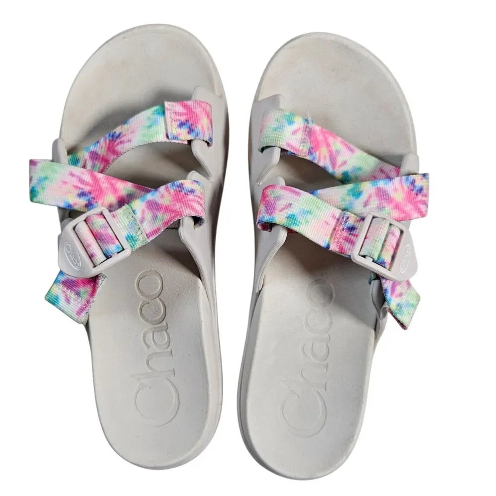 Chaco Chillos Slides Womens Size 11 Beige Pastel Tie Dye Beach Sandals JCH108732